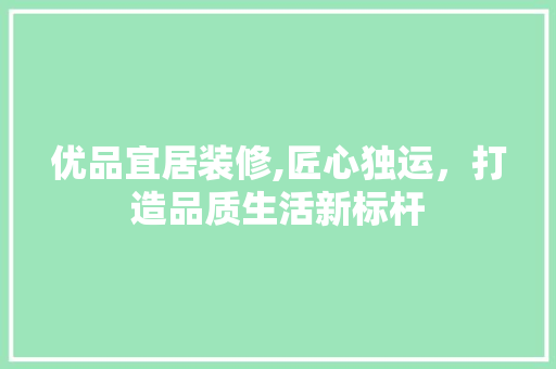 优品宜居装修,匠心独运，打造品质生活新标杆
