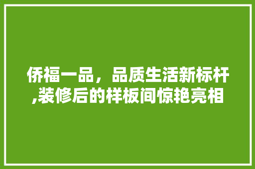 侨福一品，品质生活新标杆,装修后的样板间惊艳亮相