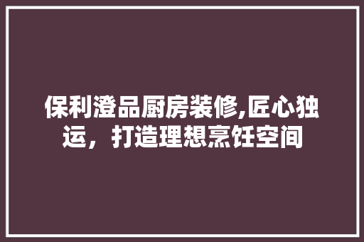 保利澄品厨房装修,匠心独运，打造理想烹饪空间