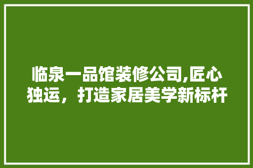 临泉一品馆装修公司,匠心独运，打造家居美学新标杆