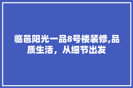 临邑阳光一品8号楼装修,品质生活，从细节出发