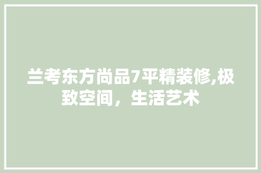 兰考东方尚品7平精装修,极致空间，生活艺术