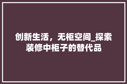 创新生活，无柜空间_探索装修中柜子的替代品