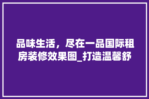 品味生活，尽在一品国际租房装修效果图_打造温馨舒适的居住空间