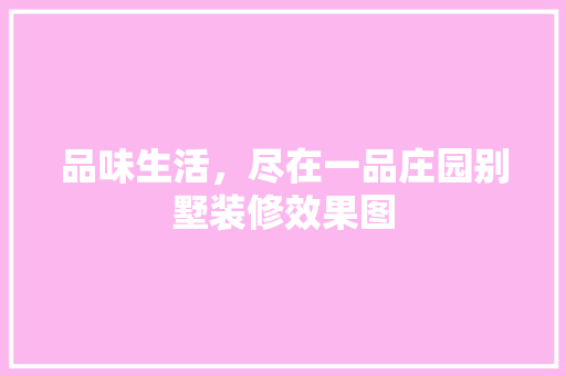 品味生活，尽在一品庄园别墅装修效果图