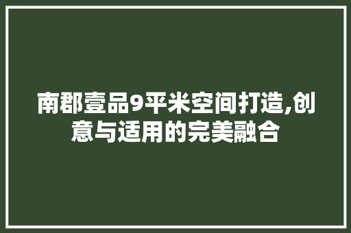 南郡壹品9平米空间打造,创意与适用的完美融合