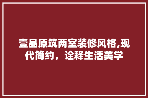 壹品原筑两室装修风格,现代简约，诠释生活美学