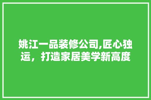 姚江一品装修公司,匠心独运，打造家居美学新高度