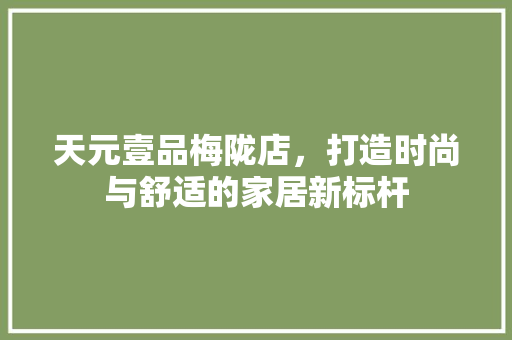 天元壹品梅陇店，打造时尚与舒适的家居新标杆 天元壹品梅陇店，打造时尚与舒适的家居新标杆 厨房维修