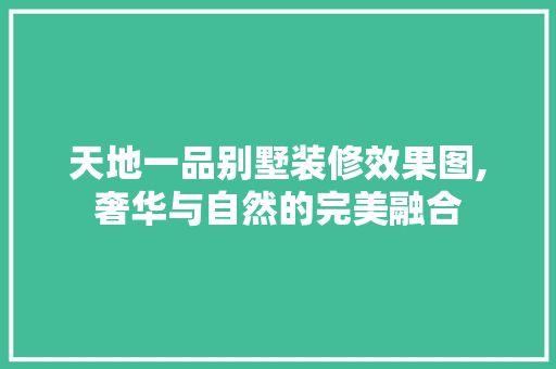 天地一品别墅装修效果图,奢华与自然的完美融合