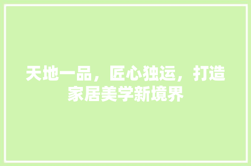 天地一品，匠心独运，打造家居美学新境界