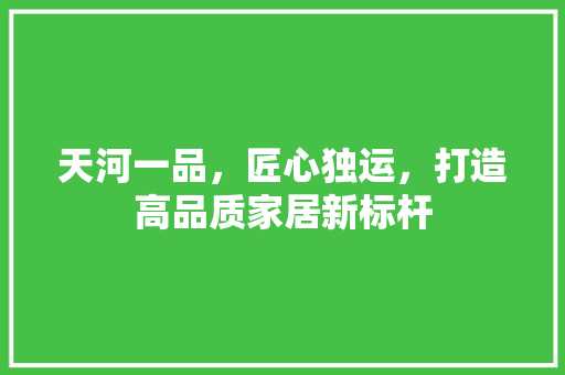 天河一品，匠心独运，打造高品质家居新标杆
