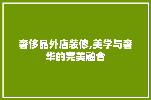 奢侈品外店装修,美学与奢华的完美融合