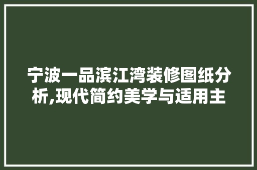宁波一品滨江湾装修图纸分析,现代简约美学与适用主义的完美融合