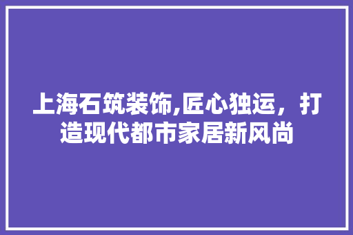上海石筑装饰,匠心独运，打造现代都市家居新风尚 上海石筑装饰,匠心独运，打造现代都市家居新风尚 墙体维修