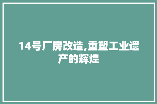 14号厂房改造,重塑工业遗产的辉煌