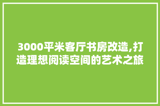 3000平米客厅书房改造,打造理想阅读空间的艺术之旅 厨房维修