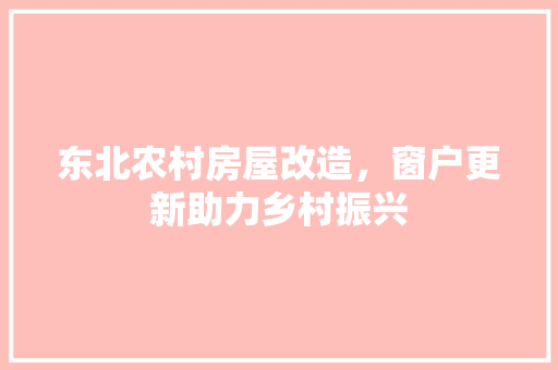 东北农村房屋改造，窗户更新助力乡村振兴