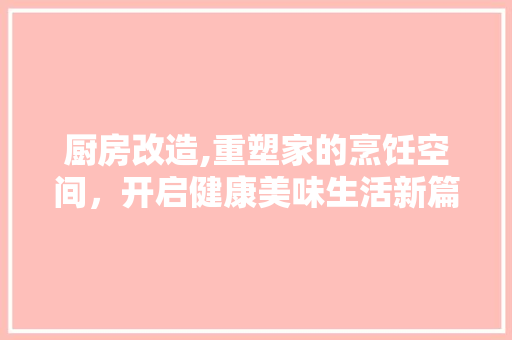 厨房改造,重塑家的烹饪空间，开启健康美味生活新篇章