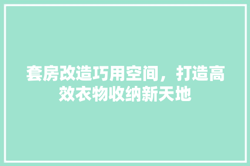 套房改造巧用空间，打造高效衣物收纳新天地