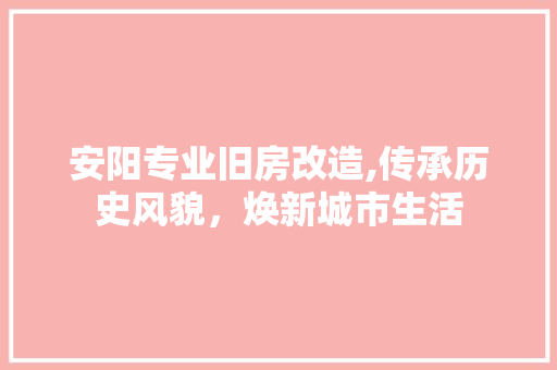 安阳专业旧房改造,传承历史风貌，焕新城市生活 厨房维修