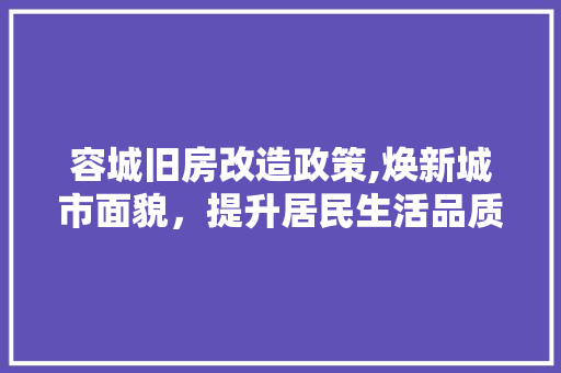 容城旧房改造政策,焕新城市面貌，提升居民生活品质