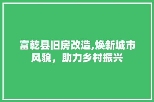 富乾县旧房改造,焕新城市风貌，助力乡村振兴
