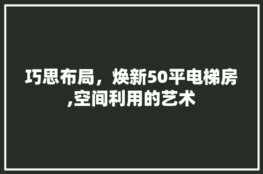 巧思布局，焕新50平电梯房,空间利用的艺术 综合便民