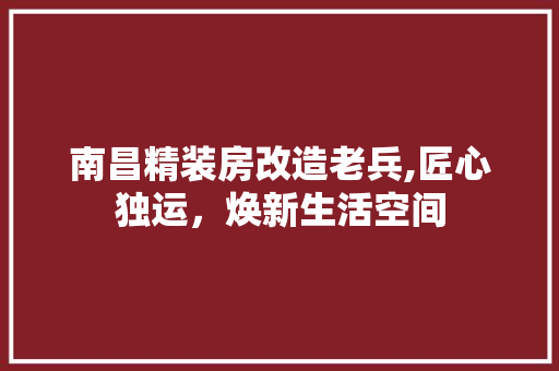 南昌精装房改造老兵,匠心独运，焕新生活空间 汽车维修