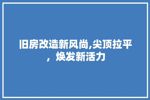 旧房改造新风尚,尖顶拉平，焕发新活力