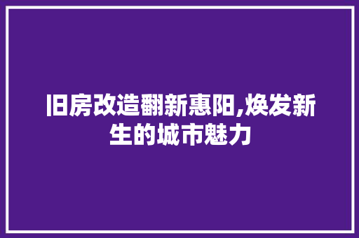 旧房改造翻新惠阳,焕发新生的城市魅力 汽车维修
