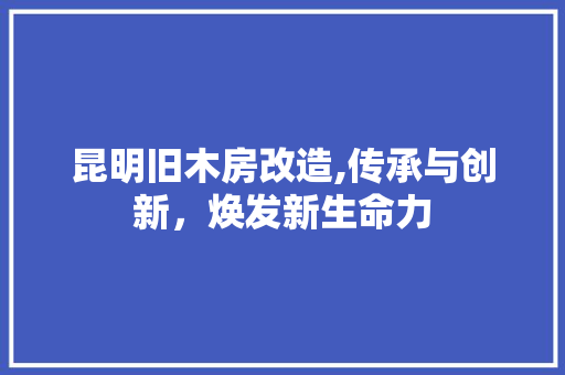 昆明旧木房改造,传承与创新，焕发新生命力