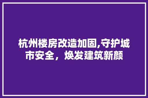 杭州楼房改造加固,守护城市安全，焕发建筑新颜