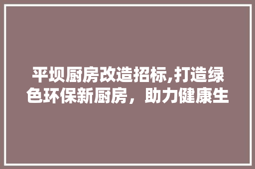 平坝厨房改造招标,打造绿色环保新厨房，助力健康生活