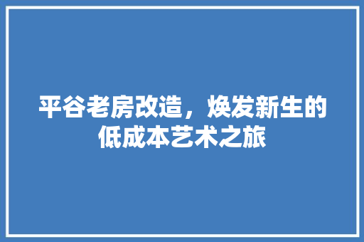 平谷老房改造，焕发新生的低成本艺术之旅