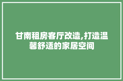 甘南租房客厅改造,打造温馨舒适的家居空间