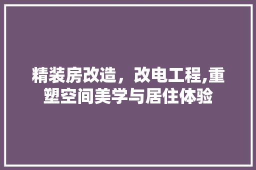 精装房改造，改电工程,重塑空间美学与居住体验 墙体维修