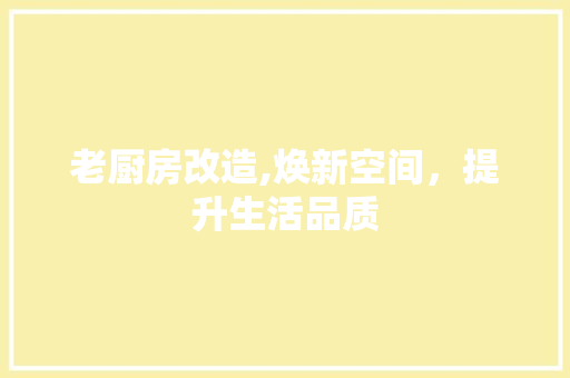 老厨房改造,焕新空间，提升生活品质