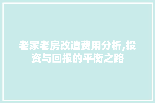 老家老房改造费用分析,投资与回报的平衡之路