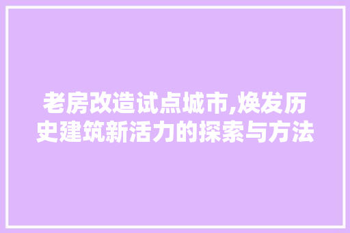 老房改造试点城市,焕发历史建筑新活力的探索与方法