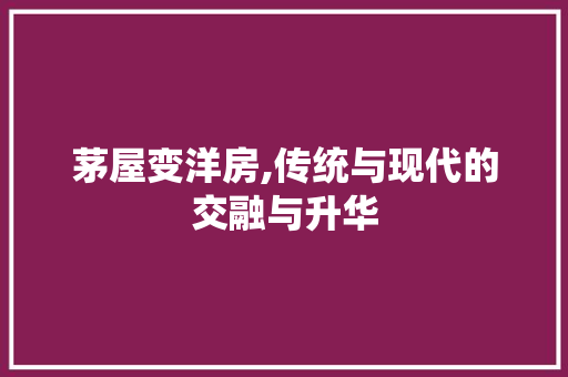 茅屋变洋房,传统与现代的交融与升华