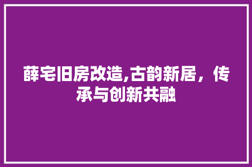 薛宅旧房改造,古韵新居，传承与创新共融