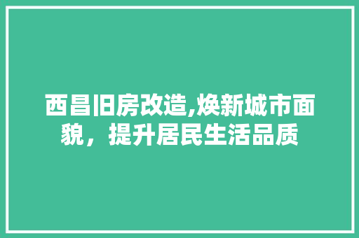 西昌旧房改造,焕新城市面貌，提升居民生活品质