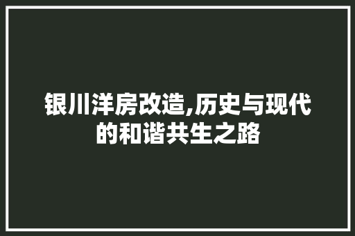 银川洋房改造,历史与现代的和谐共生之路
