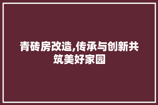 青砖房改造,传承与创新共筑美好家园