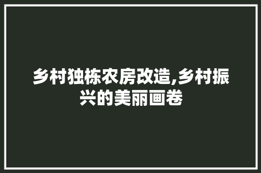 乡村独栋农房改造,乡村振兴的美丽画卷