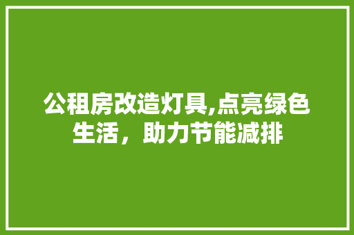 公租房改造灯具,点亮绿色生活，助力节能减排