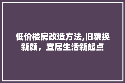 低价楼房改造方法,旧貌换新颜，宜居生活新起点