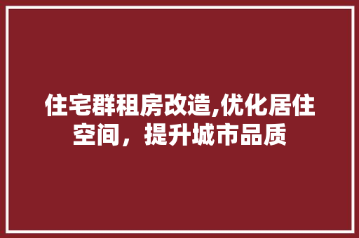 住宅群租房改造,优化居住空间，提升城市品质