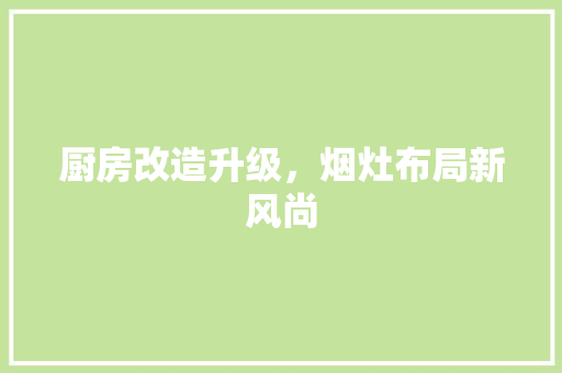 厨房改造升级，烟灶布局新风尚 墙体维修